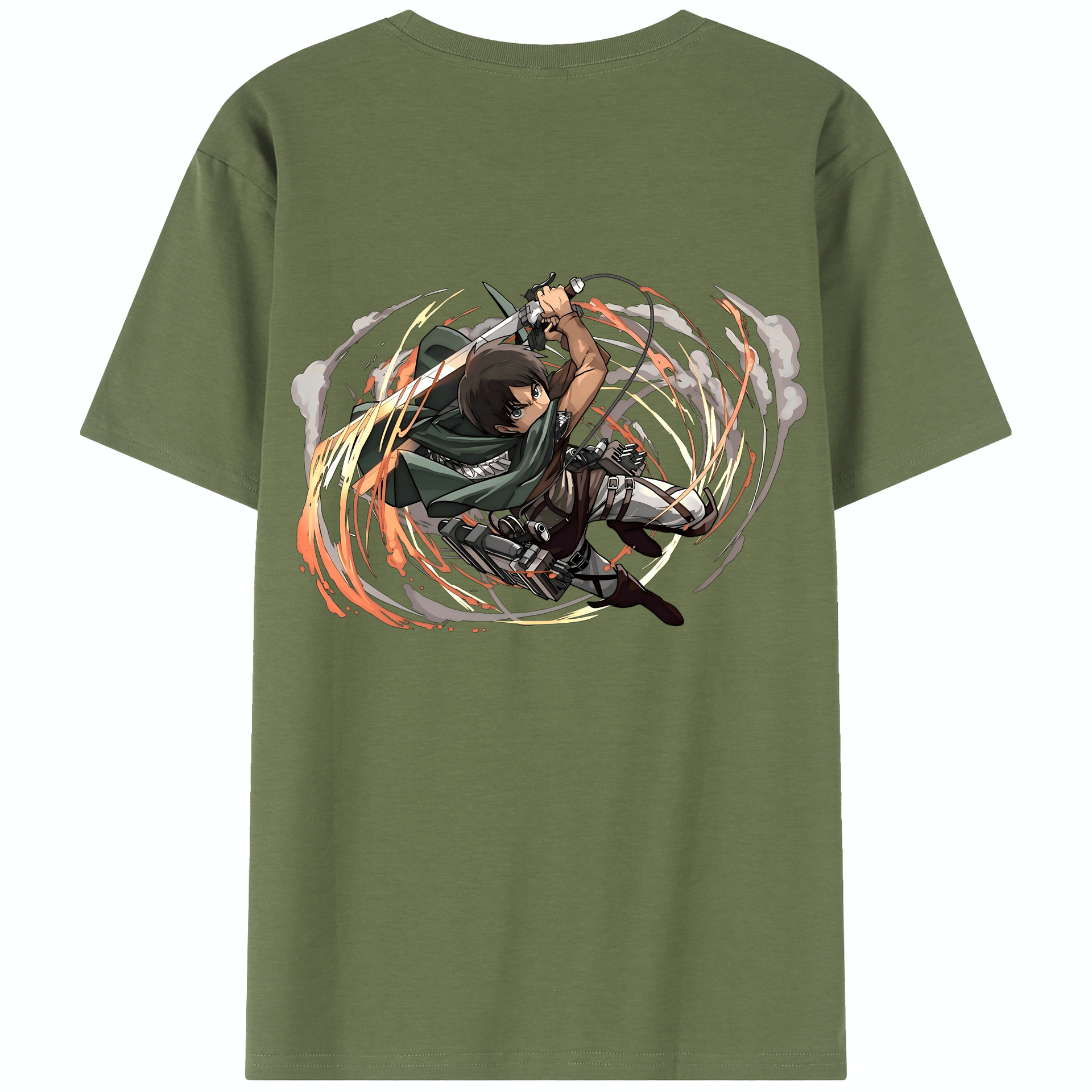 （画像用） 進撃の巨人 エレン･イェーガー Attack on Titan Eren Jäger 綿100％半袖Tシャツ（背面プリント）